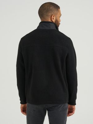 Men's Sherpa Quarter Zip Sweater in Black