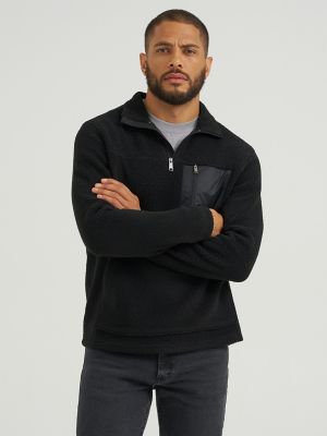 Men's Sherpa Quarter Zip Sweater in Black