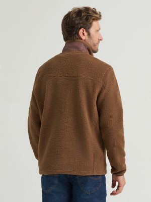 Men's Sherpa Quarter Zip Sweater in Sepia