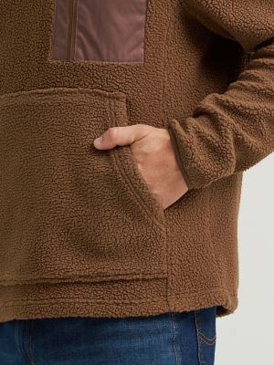 Men's Sherpa Quarter Zip Sweater in Sepia