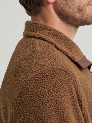 Men's Sherpa Quarter Zip Sweater in Sepia