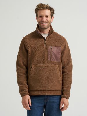 Men's Sherpa Quarter Zip Sweater in Sepia