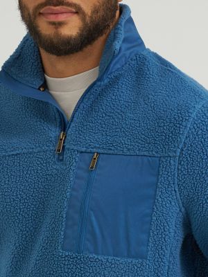 Men's Sherpa Quarter Zip Sweater in Bearing Sea