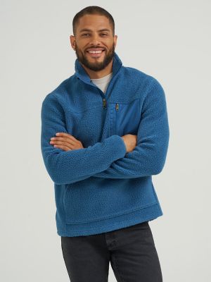 Men's Sherpa Quarter Zip Sweater in Bearing Sea
