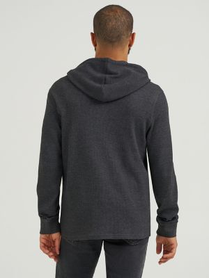 Men's Mini Waffle Knit Hoodie in Charcoal Heather