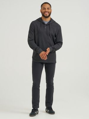 Men's Mini Waffle Knit Hoodie in Charcoal Heather