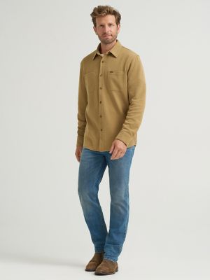 Men's Racking Stitch Button Down Shirt in Kelp
