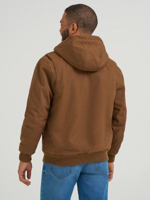 Men's Canvas Mechanic Bomber Jacket in Sepia