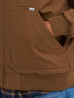 Men's Canvas Mechanic Bomber Jacket in Sepia