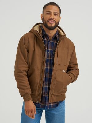 Men's Canvas Mechanic Bomber Jacket in Sepia