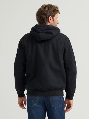 Men's Canvas Mechanic Bomber Jacket in Black