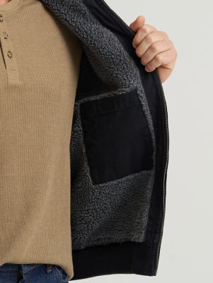 Men's Canvas Mechanic Bomber Jacket in Black