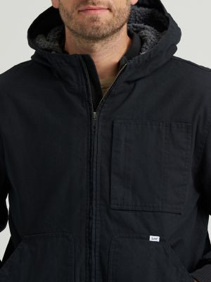 Men's Canvas Mechanic Bomber Jacket in Black