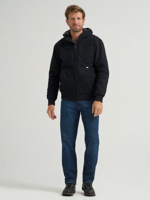 Men's Canvas Mechanic Bomber Jacket in Black
