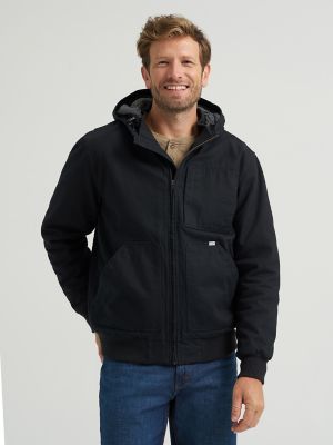 Men's Canvas Mechanic Bomber Jacket in Black
