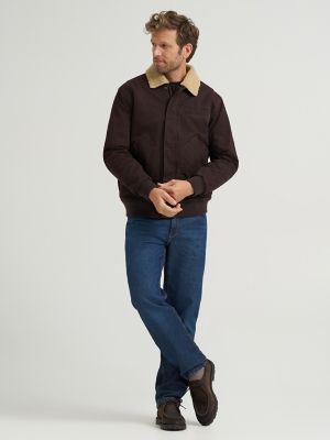 Men's Honeycomb Sherpa Lined Bomber Jacket in Chocolate Torte