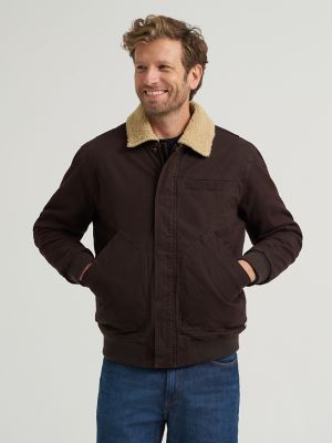 Men's Honeycomb Sherpa Lined Bomber Jacket in Chocolate Torte
