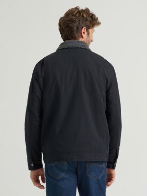 Men's Sherpa Lined Worker Jacket in Black