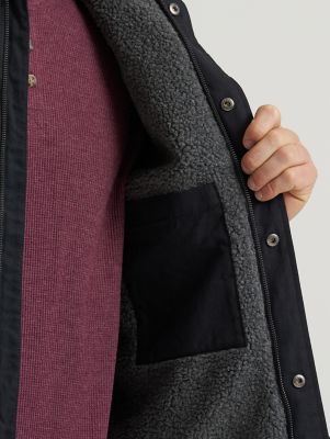 Men's Sherpa Lined Worker Jacket in Black