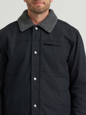 Men's Sherpa Lined Worker Jacket in Black