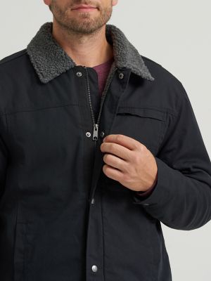Men's Sherpa Lined Worker Jacket in Black