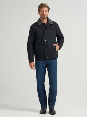 Men's Sherpa Lined Worker Jacket in Black