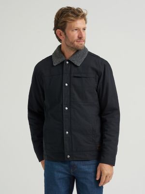 Men's Sherpa Lined Worker Jacket in Black