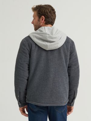 Men's Twill Flannel Hooded Jacket in Night Owl