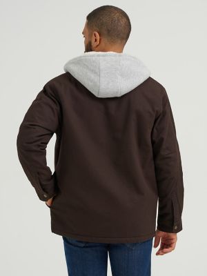 Men's Hoodie Canvas Jacket in Bitter Chocolate