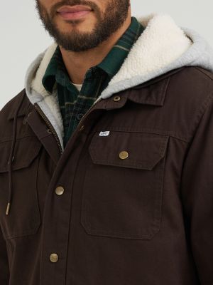 Men's Hoodie Canvas Jacket in Bitter Chocolate