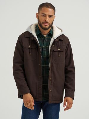 Men's Hoodie Canvas Jacket in Bitter Chocolate