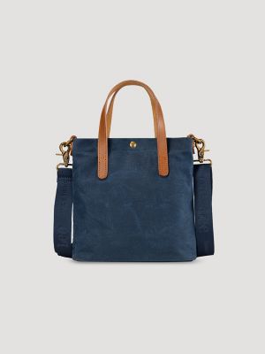 Women's Small Waxed Canvas Tote in Blue