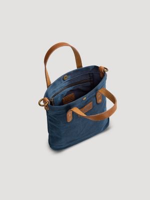 Women's Small Waxed Canvas Tote in Blue