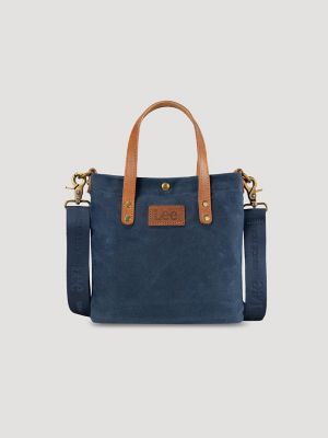 Women's Small Waxed Canvas Tote in Blue