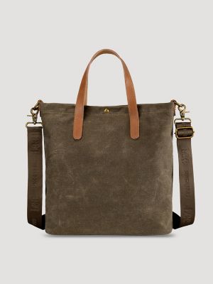 Women's Waxed Canvas Tote in Dark Green