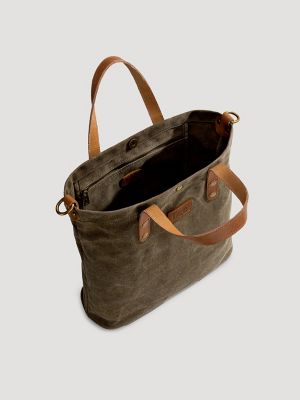 Women's Waxed Canvas Tote in Dark Green