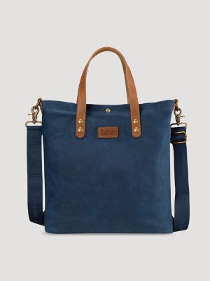 Women's Waxed Canvas Tote in Blue