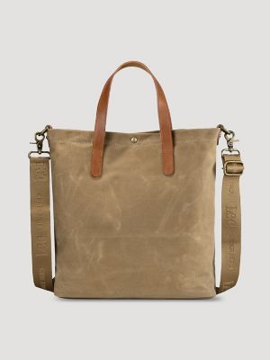 Women's Waxed Canvas Tote in Khaki