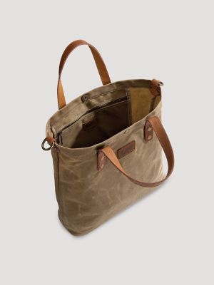 Women's Waxed Canvas Tote in Khaki