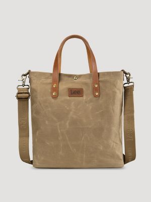 Women's Waxed Canvas Tote in Khaki
