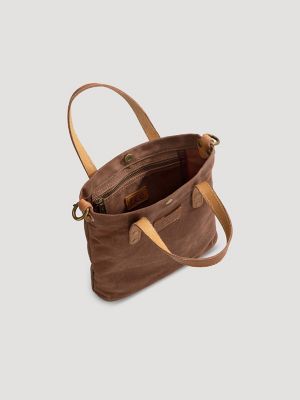 Women's Small Waxed Canvas Tote in Light Brown