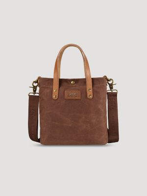 Women's Small Waxed Canvas Tote in Light Brown
