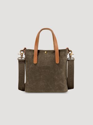 Women's Small Waxed Canvas Tote in Dark Green