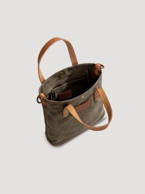 Women's Small Waxed Canvas Tote in Dark Green