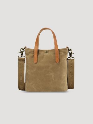 Women's Small Waxed Canvas Tote in Khaki