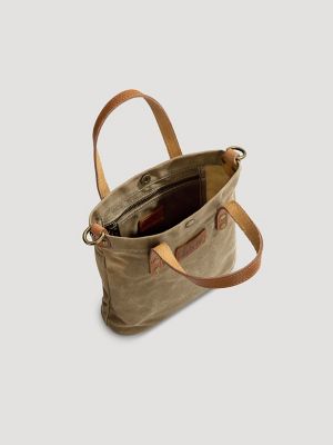 Women's Small Waxed Canvas Tote in Khaki