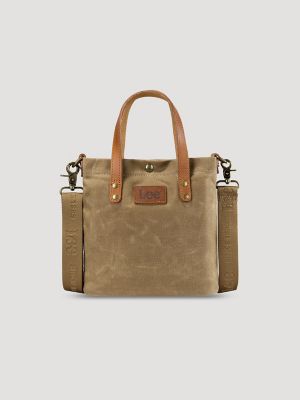 Women's Small Waxed Canvas Tote in Khaki