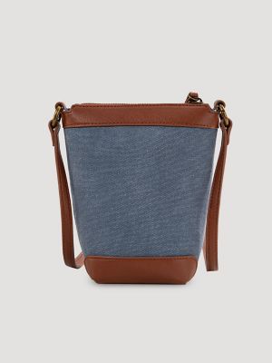 Women's Small Canvas Bucket Bag in Jean