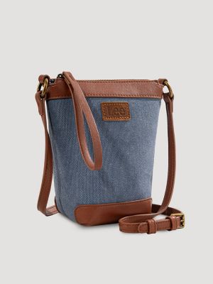 Women's Small Canvas Bucket Bag in Jean
