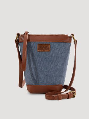 Women's Small Canvas Bucket Bag in Jean
